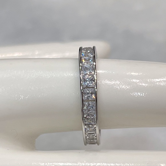 Sterling Silver CZ Princess Cut Eternity Band - Picture 4 of 10